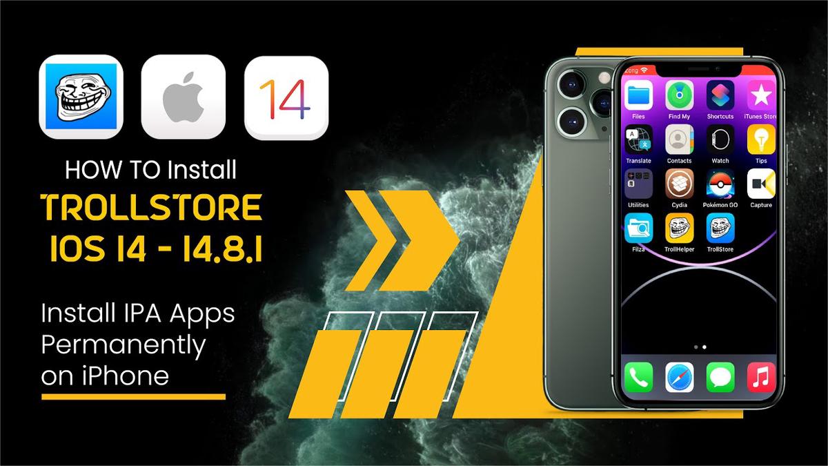 'Video thumbnail for Install TrollStore on iOS 14 - 14.8.1 on Jailbroken iPhone to install IPA Apps Permanently on iPhone'